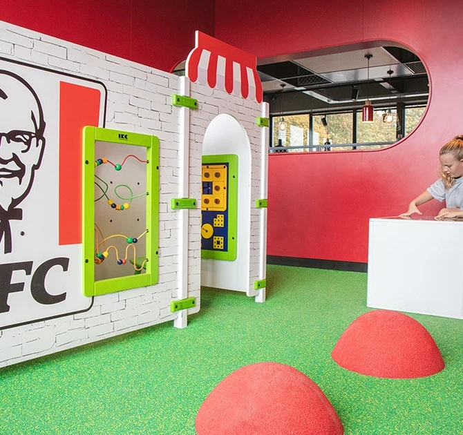KFC-branded play house with custom wall games