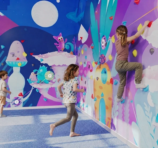 Child climbing an IKC Activity Wall Parcours